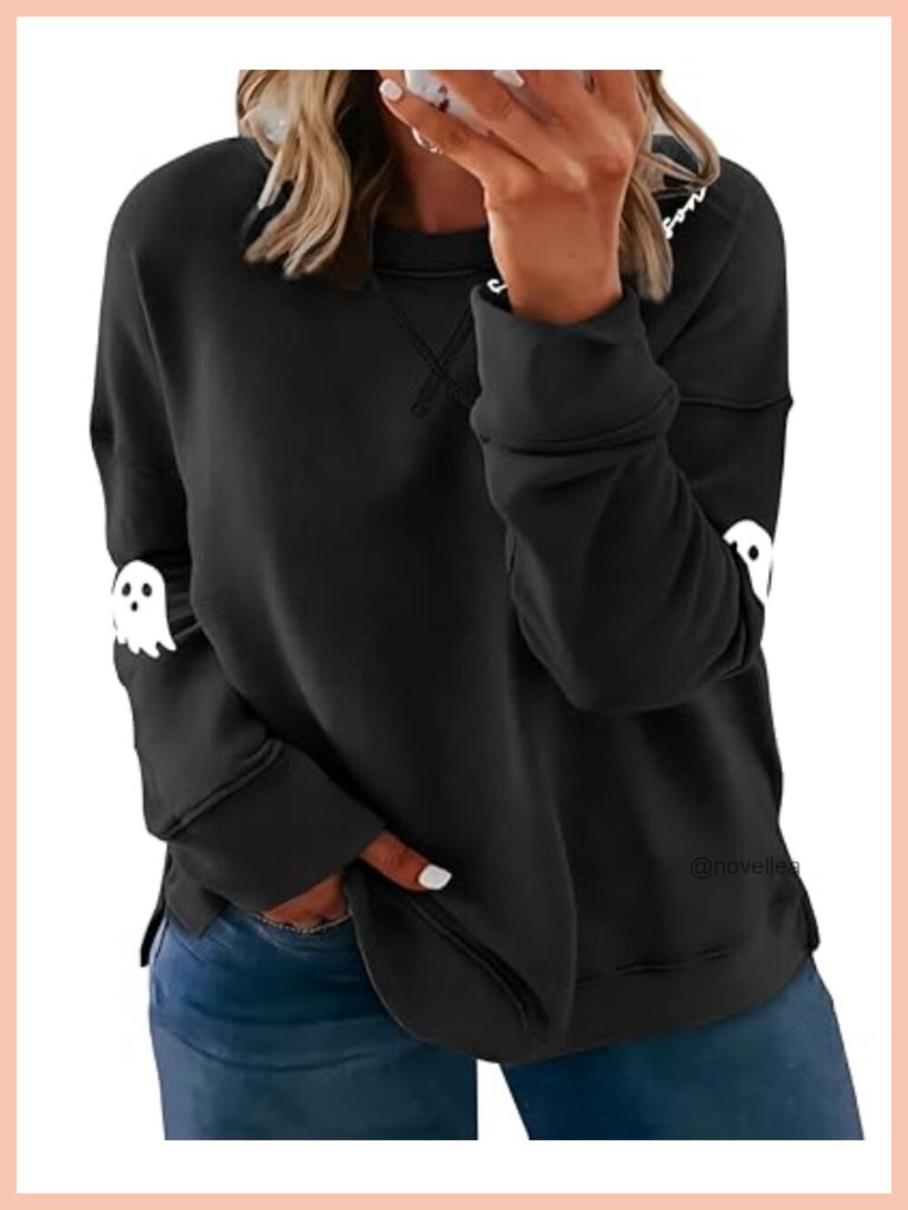 Plus Size Crew Neck V-Notch Pullover Sweatshirt Loose Oversized Long Sleeve